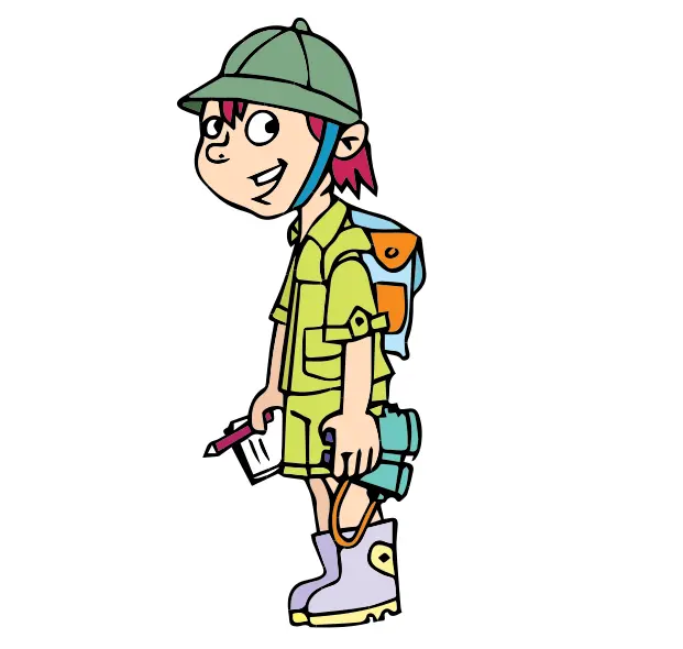 Vector image of safari traveller kid