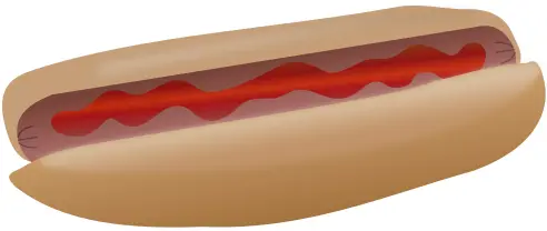 Hot dog with ketchup vector illustration