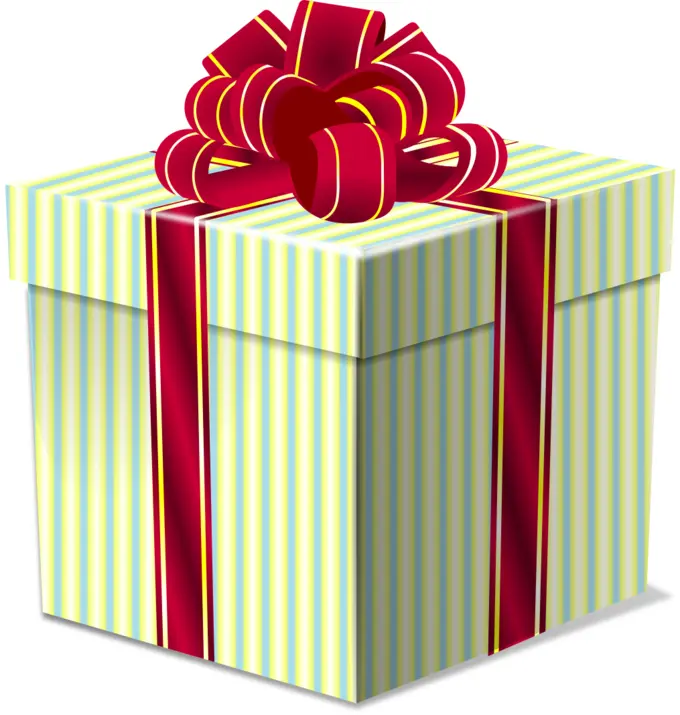 Gift box with a bow on top vector drawing