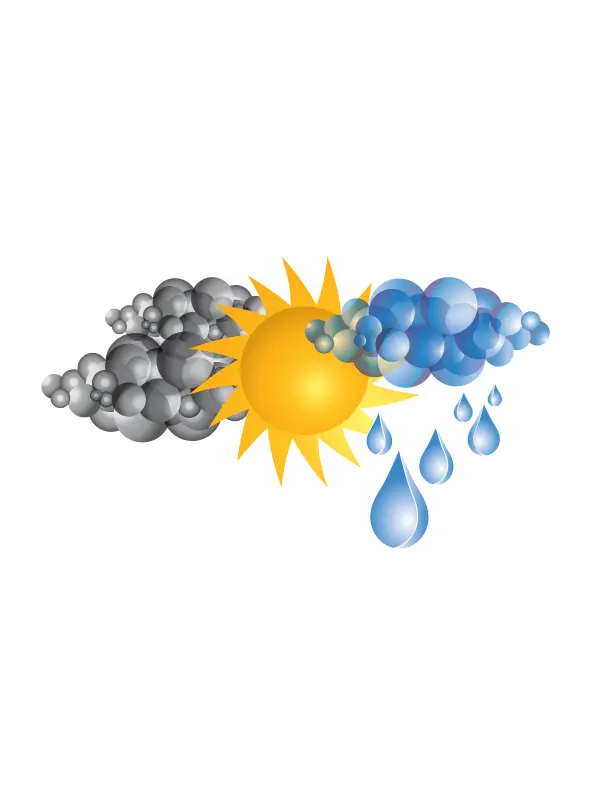 Symbol for Sun with bad weather clouds and rain vector image