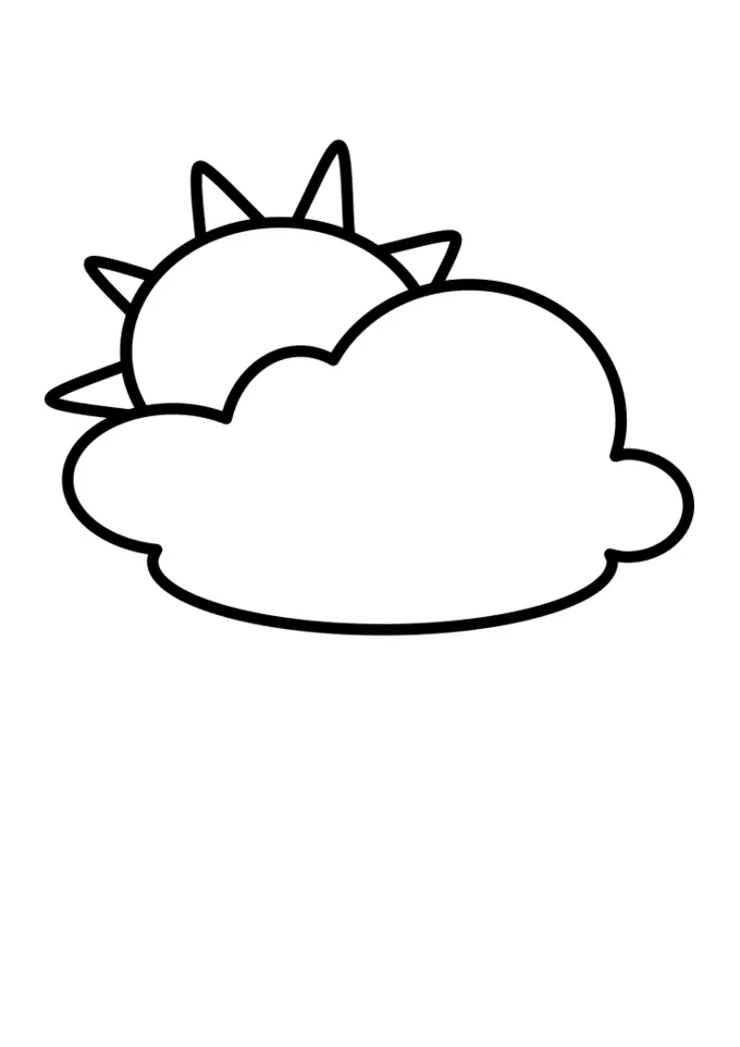 Outline symbol for partly cloudy sky vector illustration