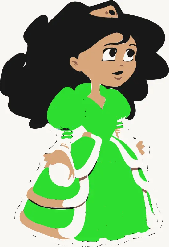 Vector clip art of young princess in green dress