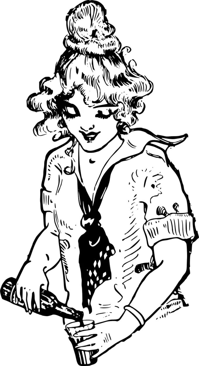 Lady pouring a drink vector graphics