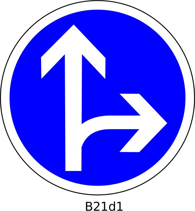 Straight and right direction road sign vector image