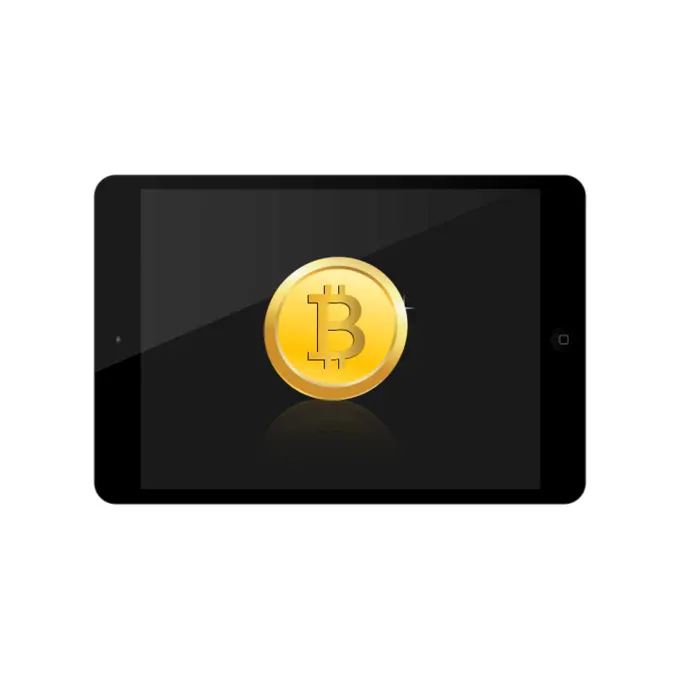 Bitcoin on iPad vector image