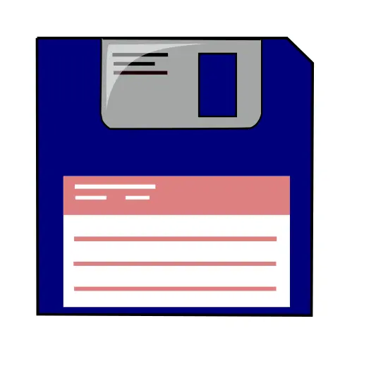 Labelled blue floppy disk vector clip art