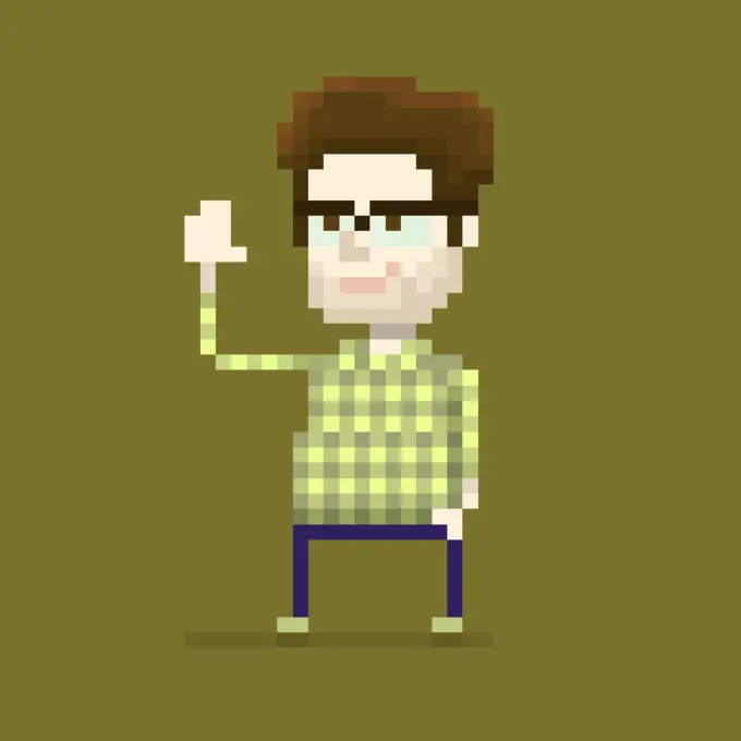 Pixel art man vector drawing