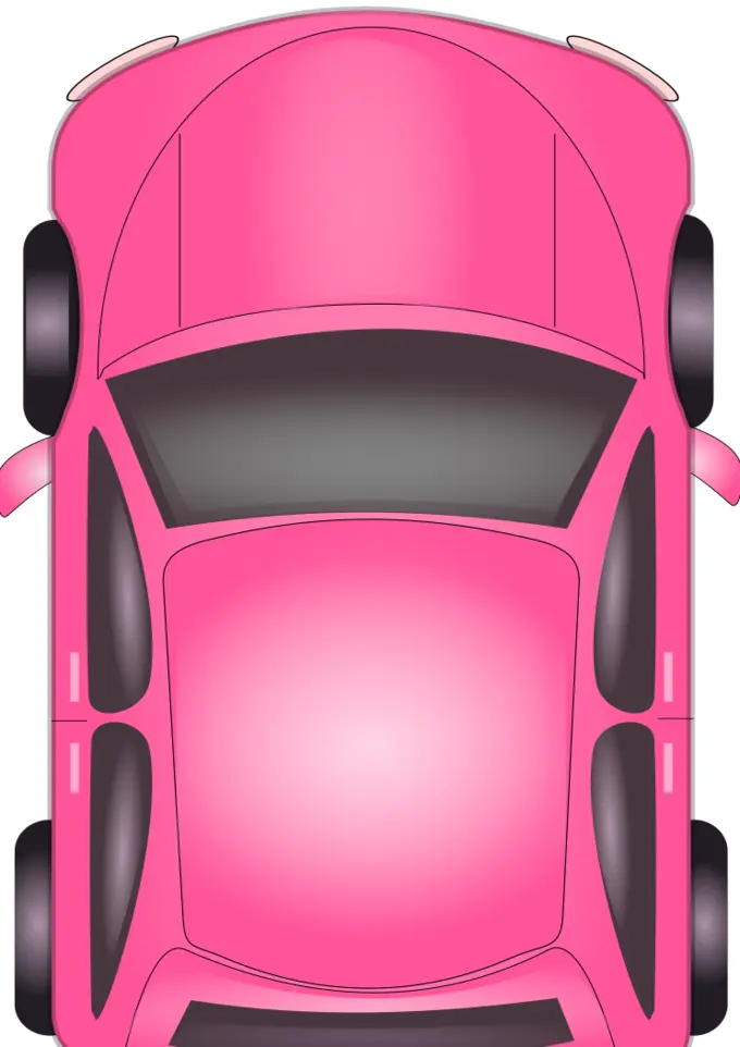 Pink car top view vector illustration