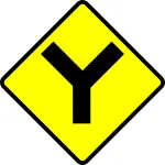 Y-road caution sign vector image