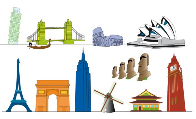 World landmarks selection vector image