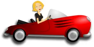 Blondie girl driving coupe vector image