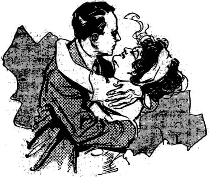 Vector clip art of man and woman hugging