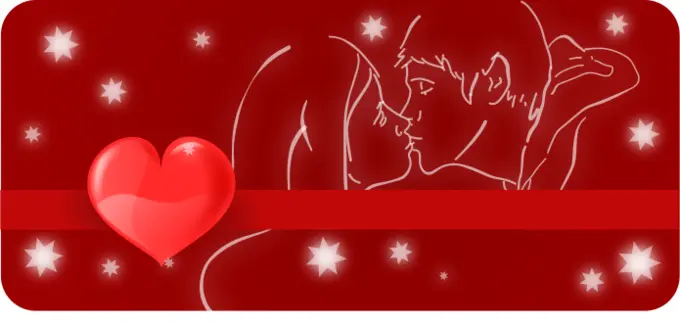 Kissing couple vector drawing