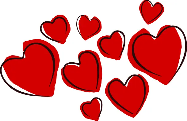 Vector drawing of hearts