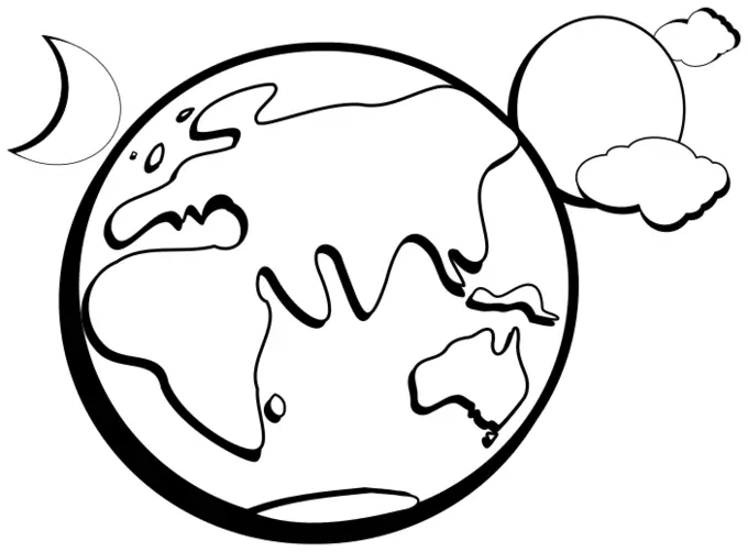 Aussie earth outline vector drawing