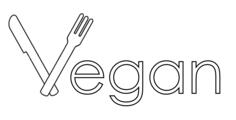 素食主义者徽标叉刀文本符号V标志白色