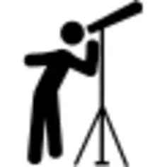 Man looking by a telescope