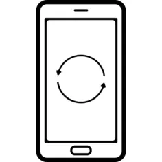 Mobile phone screen with two arrows in circle