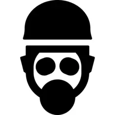 Worker with gas mask