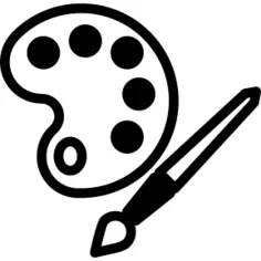 Paint palette board with paint brush