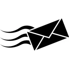 Envelope black rotated shape with three tails
