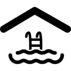 Covered swimming pool with roof