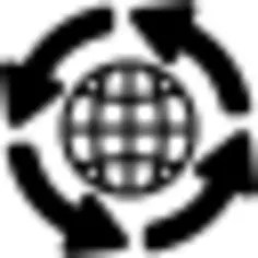 Global distribution grid symbol with arrows circle