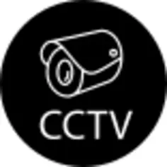CCTV Closed tv circuit surveillance symbol with video camera inside a circle