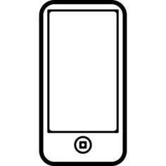 Mobile phone outline with one circular button and screen outline