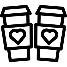 Two Coffee Cups with Hearts