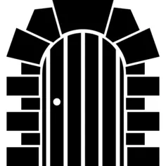 Wood closed door with stones arch frame