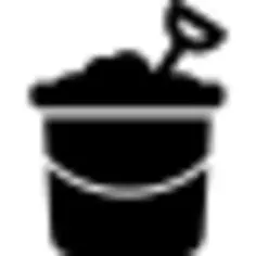 Bucket and scoop beach toys with sand