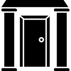 Elegant door of entrance with columns