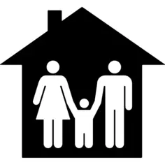 Family of three in home