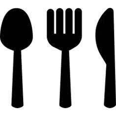 Spoon fork and knive silhouettes restaurant symbol