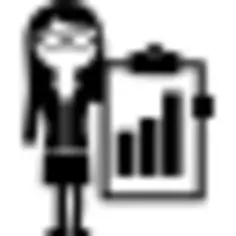 Female professor of economy with bars stocks graphic on clipboard