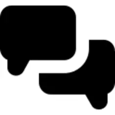 Chat of two rounded rectangular filled speech bubbles