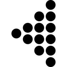 Left arrow triangle of dots