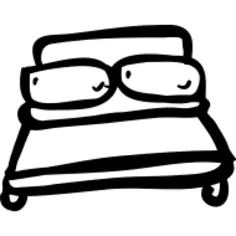 Double bed hand drawn hotel furniture outline