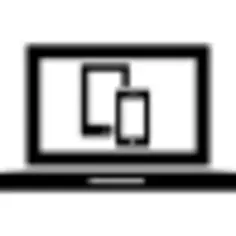 Responsive interface symbol of a cellphone and a tablet on a laptop screen