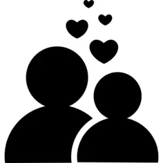 Couple in love with hearts