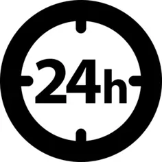 24 hours circular clock symbol