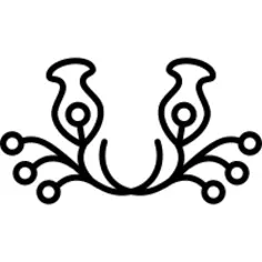 Floral bell variant outline with flower buds and vines