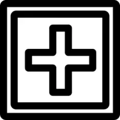 Add button sign of a plus symbol inside a double square shape