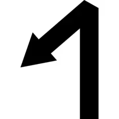 Left down arrow symbol with one angle