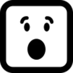 Surprised emoticon square face with open eyes and mouth
