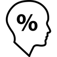 Percentage symbol inside a businessman head