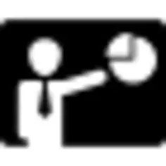 Person presenting business pie graphic