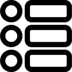 List outlined interface button of three items