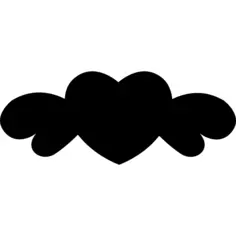 Heart black shape with wings